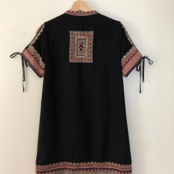 Doen Paz Mini Dress MED embroidered designer tie front Linen BOHO MINT Ret $398 - Picture 2 of 10